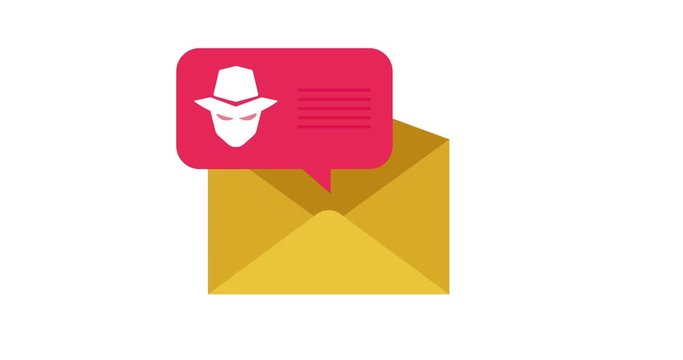 Attention spam message. Spam data concept motion graphic 4k