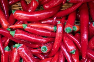 Hot red pepper on the shop counter