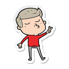 sticker of a cartoon model guy pouting