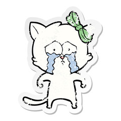 distressed sticker of a cartoon cat
