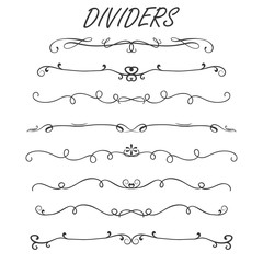 Thin line decoration dividers set,isolated on white background
