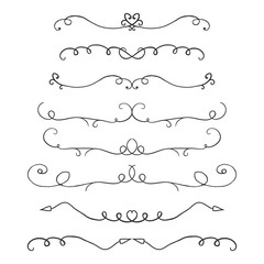 Thin line decoration dividers set,design elements isolated on white background