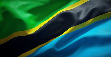 Flag of Tanzania. Real fabric.