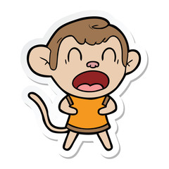 sticker of a shouting cartoon monkey