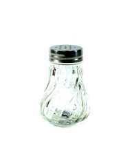  glass salt shaker pepper on white background