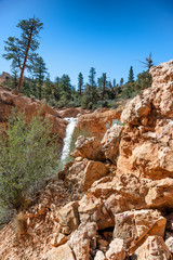 Fototapeta na wymiar Waterfalls along Mossy Cave Trail, Utah