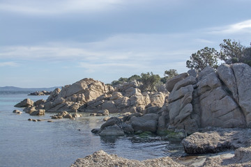 Beach with granite rocks in Sardinia