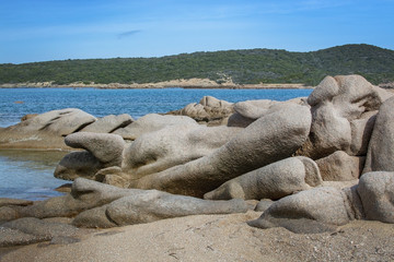 Beach with granite rocks in Sardinia
