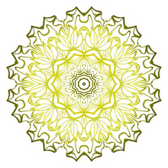 Beautiful Round Flower Mandala. Vector Illustration. Abstract. Green olive color