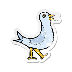 retro distressed sticker of a cartoon walking bird