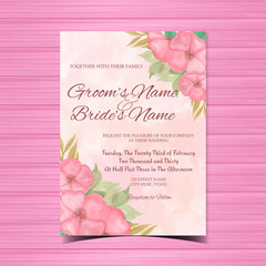 Watercolor Floral Wedding invitation with beautiful pink flowers