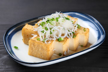 tofu cutlets with boiled whitebaite
