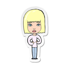 sticker of a cartoon woman indicating self