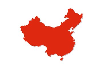 People's Republic of China map  isolated on white