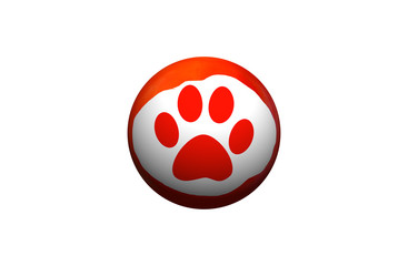 Fototapeta premium animal paw icon ball isolated on white background