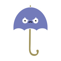 flat color retro cartoon umbrella