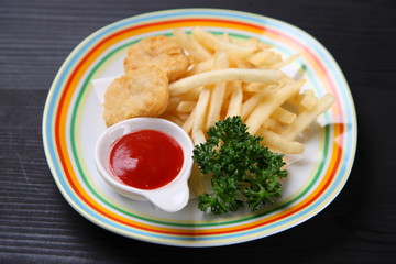 french fries with chicken nuggets for kids