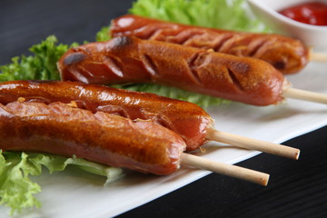 grilled sausage with tomato ketchup
