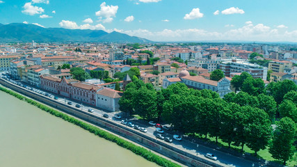 Aerial view of Pisa, Tuscany. City homes on a sunny day