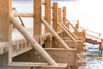 Wooden platform by the lake