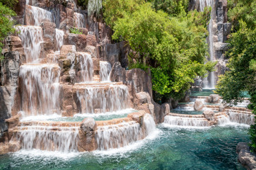 Fountains and trees. Relax and vacation concept