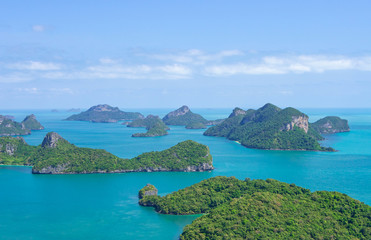 Fototapeta premium Angthong National Marine Park. Aerial view over group of island in Andaman sea, southern part of Thailand