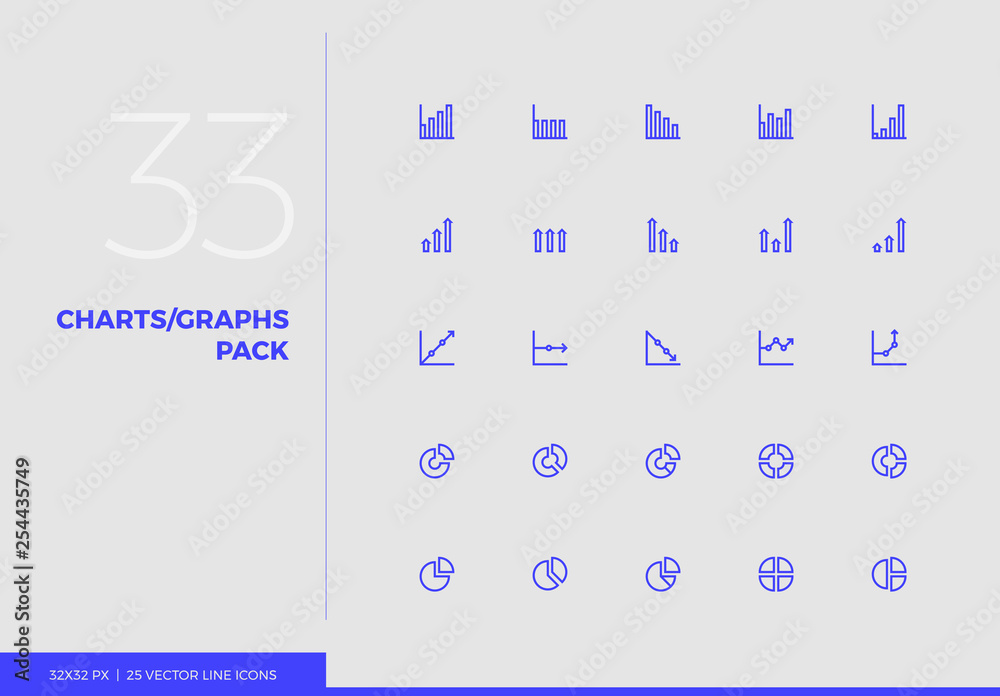 Aufkleber vector line icons charts and graphs pack