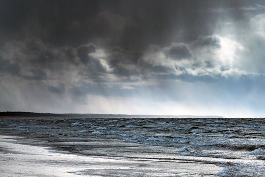 Rough Baltic sea, coast of Latvia. © Janis Smits