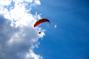 Paraglider in the Alps of Tux in Austria / On the Mountain 