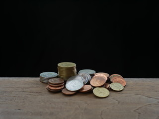 pile of coins on white background