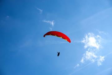 Paraglider in the Alps of Tux in Austria / On the Mountain 