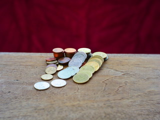 coins and money on a background
