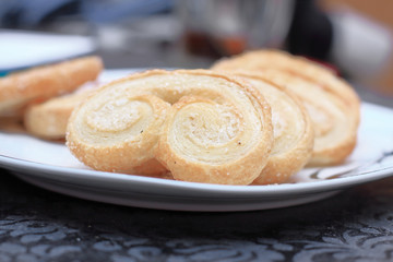 close up. delicious homemade cookies on a white plate