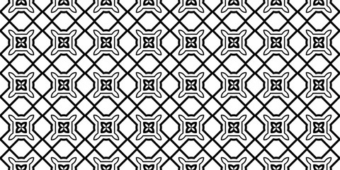 Decorative Traditional Geometric Ornament. Seamless Pattern. Vector Illustration. Tribal Ethnic Arabic, Indian, Motif. For Interior Design, Wallpaper. Black white color