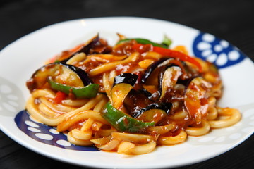 Mabo Eggplant On Udon Noodle