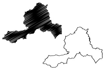 Wrexham (United Kingdom, Wales, Cymru, Principal areas of Wales) map vector illustration, scribble sketch Wrexham County Borough map