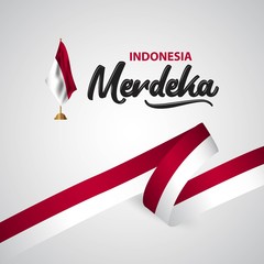 Fototapeta na wymiar Indonesia Merdeka Flag Vector Template Design Illustration