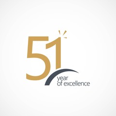 51 Year of Excellence Vector Template Design Illustration - obrazy, fototapety, plakaty