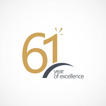 61 Year of Excellence Vector Template Design Illustration