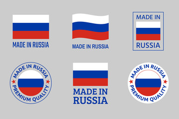 made in Russia icon set, Russian product labels