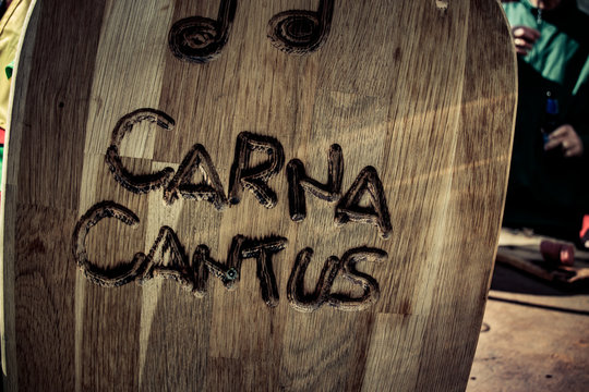 Wooden sigh of carnacantus during carnaval in Holland