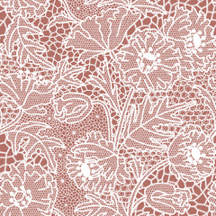 Lace seamless pattern with flowers - 254443145