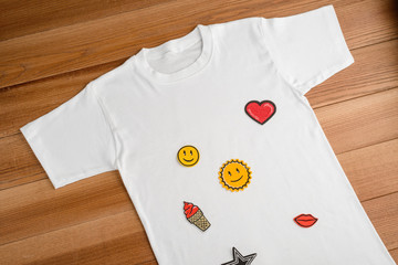 White t-shirt with embroidered patches