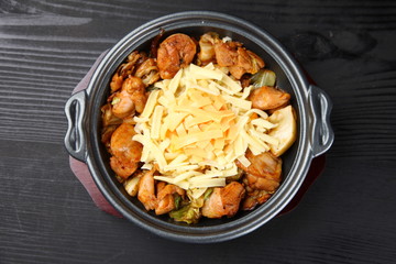 Korean grilled chicken with cheese Dak Galbi