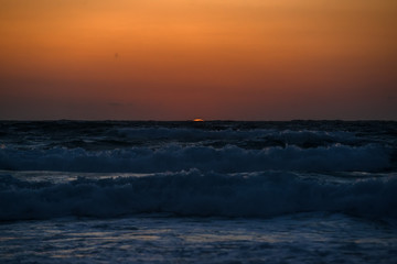 Sunset and sea on the beach Falasarne, Greece, Crete