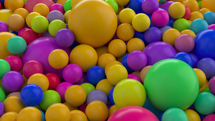 Fototapeta na wymiar Colorfull 3d abstract render with shiny reflective balls. Simple shapes, random sizes.