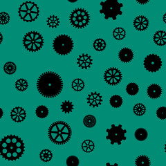 abstract vector black flat gears seamless pattern