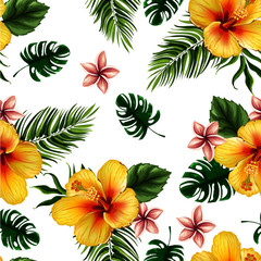 seamless flower with leaves pattern design 