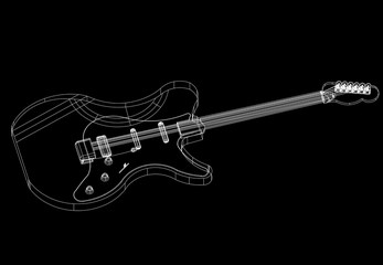 Obraz premium Electric guitar Architect blueprint 