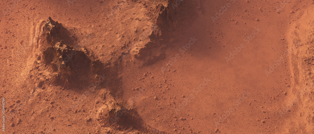 Wall mural rough rocky mars landscape from above. - Wall murals